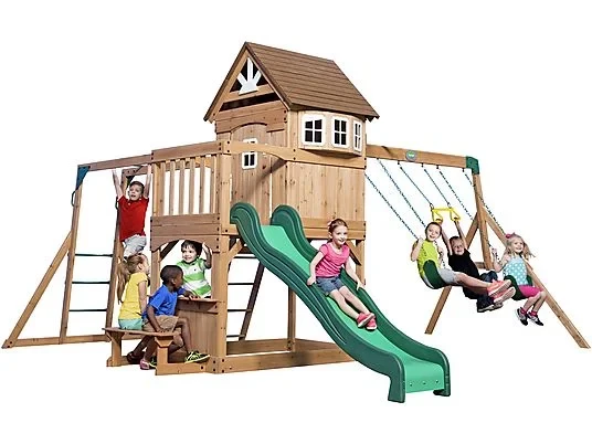 BACKYARD DISCOVERY Montpelier Spielturm – 100% Zedernholz – Schaukel & Rutsche – 490x470cm – Braun BACKYARD DISCOVERY Montpelier Spielturm – 100% Zedernholz – Schaukel & Rutsche – 490x470cm – Braun