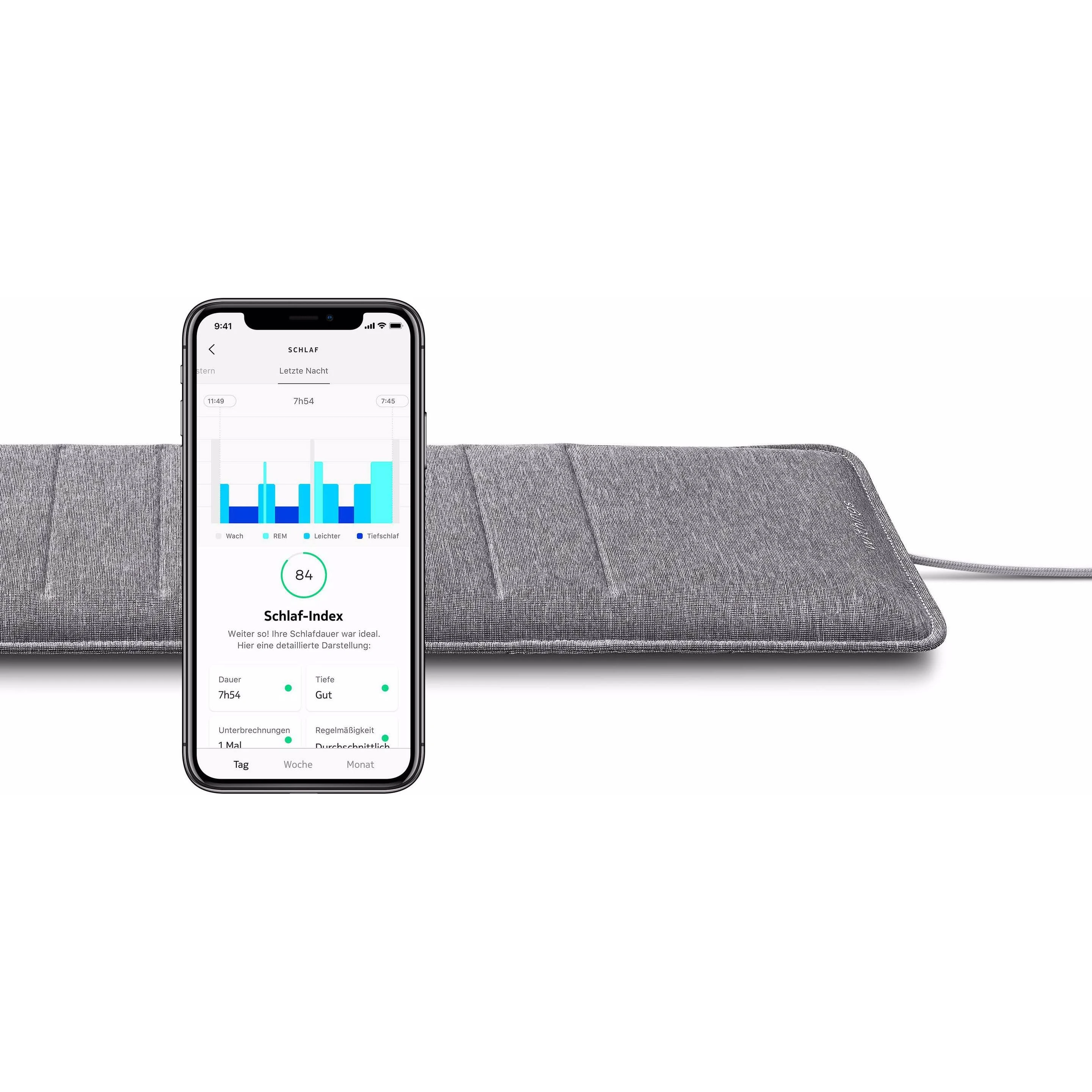 Withings Sleep Analyzer Schlaftracker – Pneumatischer Sensor – Echtzeit-Analyse – 63,7cm – Grau