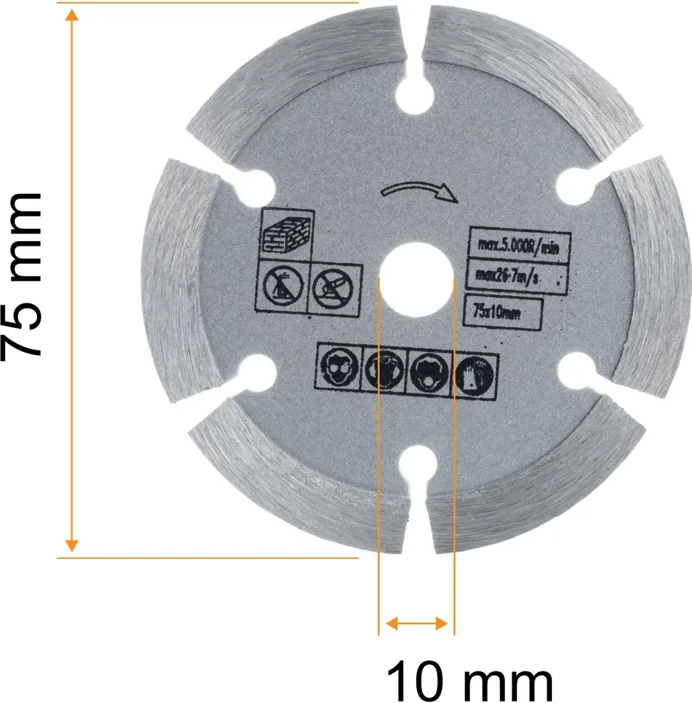 Segmentierte Diamantscheibe 75 mm – Für präzises Schneiden von Baumaterialien Segmentierte Diamantscheibe 75 mm – Für präzises Schneiden von Baumaterialien