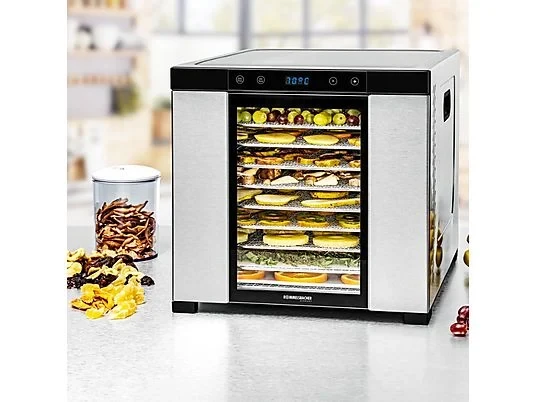 ROMMELSBACHER DA 1000 Dörrautomat – 1000W – XXL Dörrfläche 1,6m² – 10 Edelstahl-Tabletts